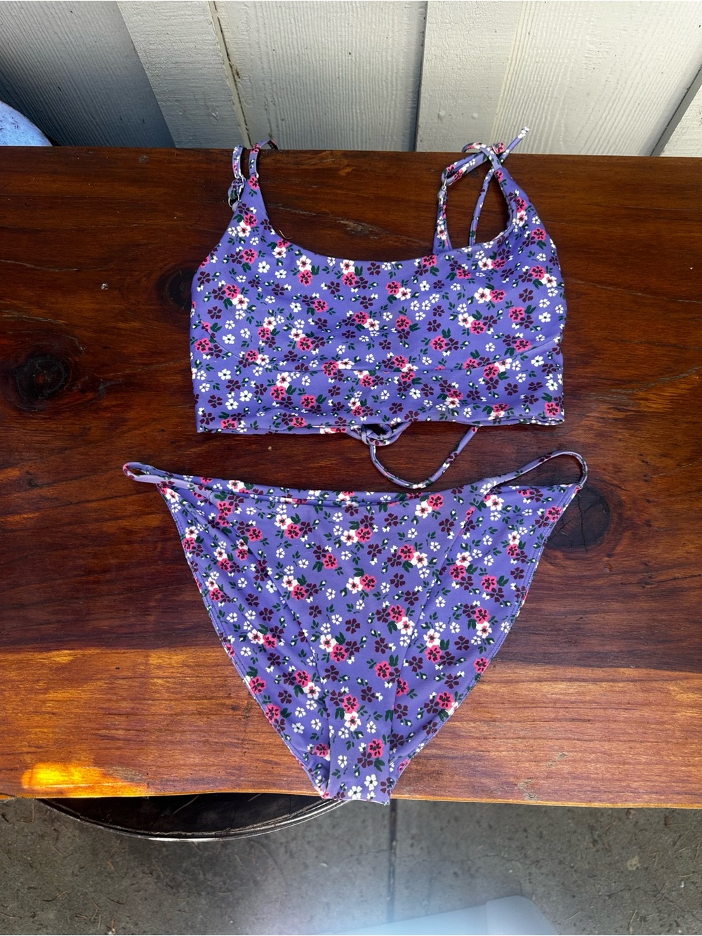 Purple Floral Two-Piece Bikini Set